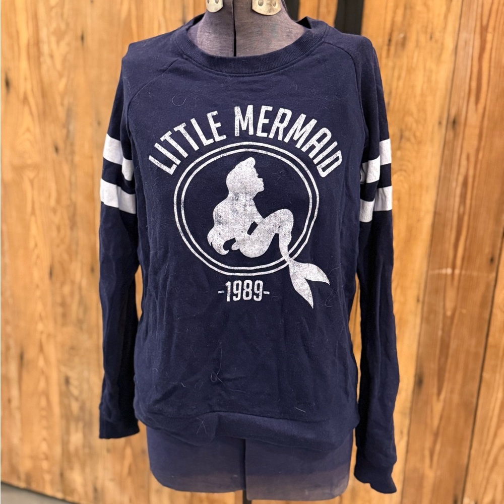 Disney Navy Little Mermaid Graphic Sweatshirt with White Stripes